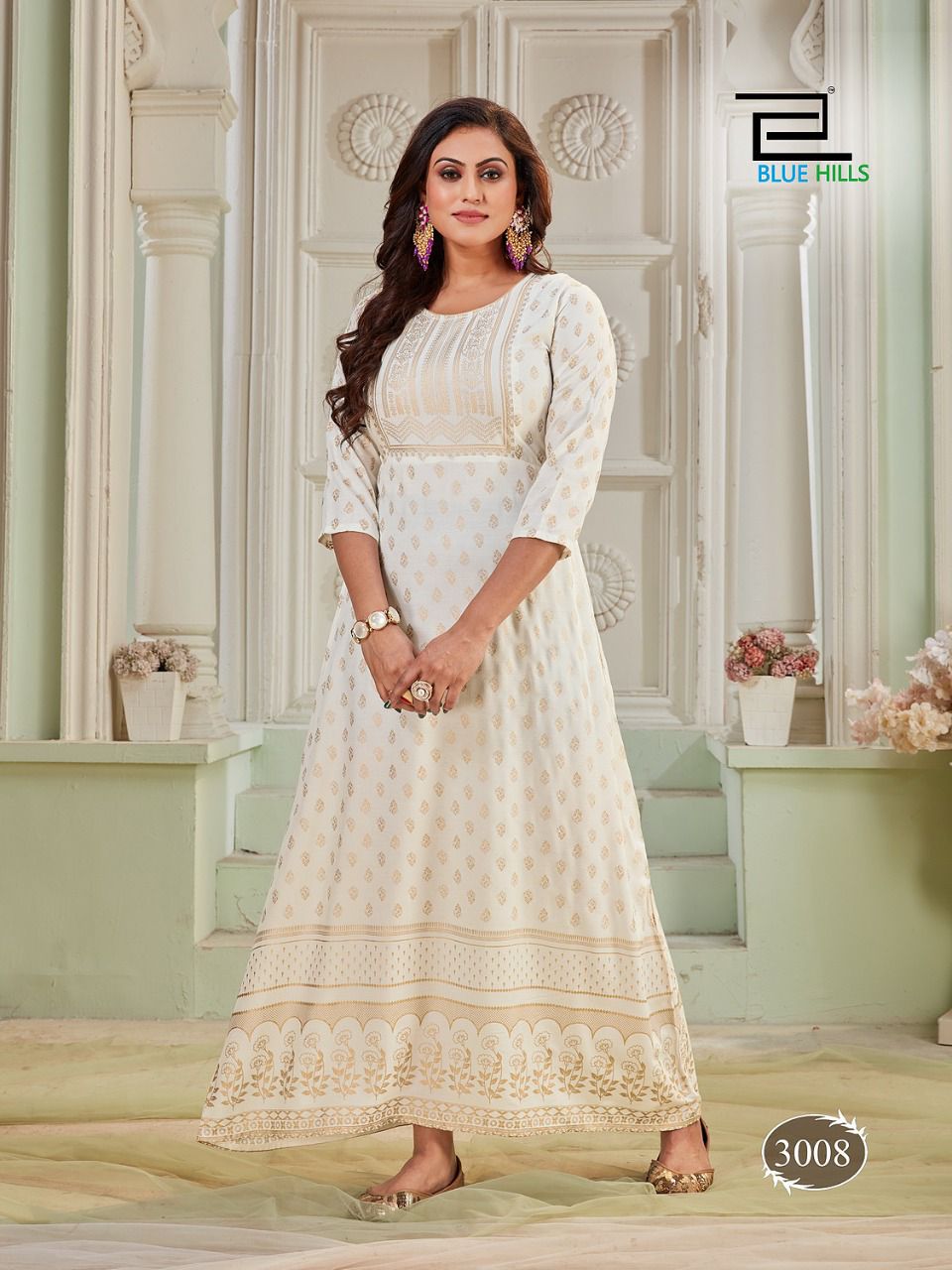 Blue Hills Poshak 3 New Exclusive Wear Rayon Long Printed Kurti Collection